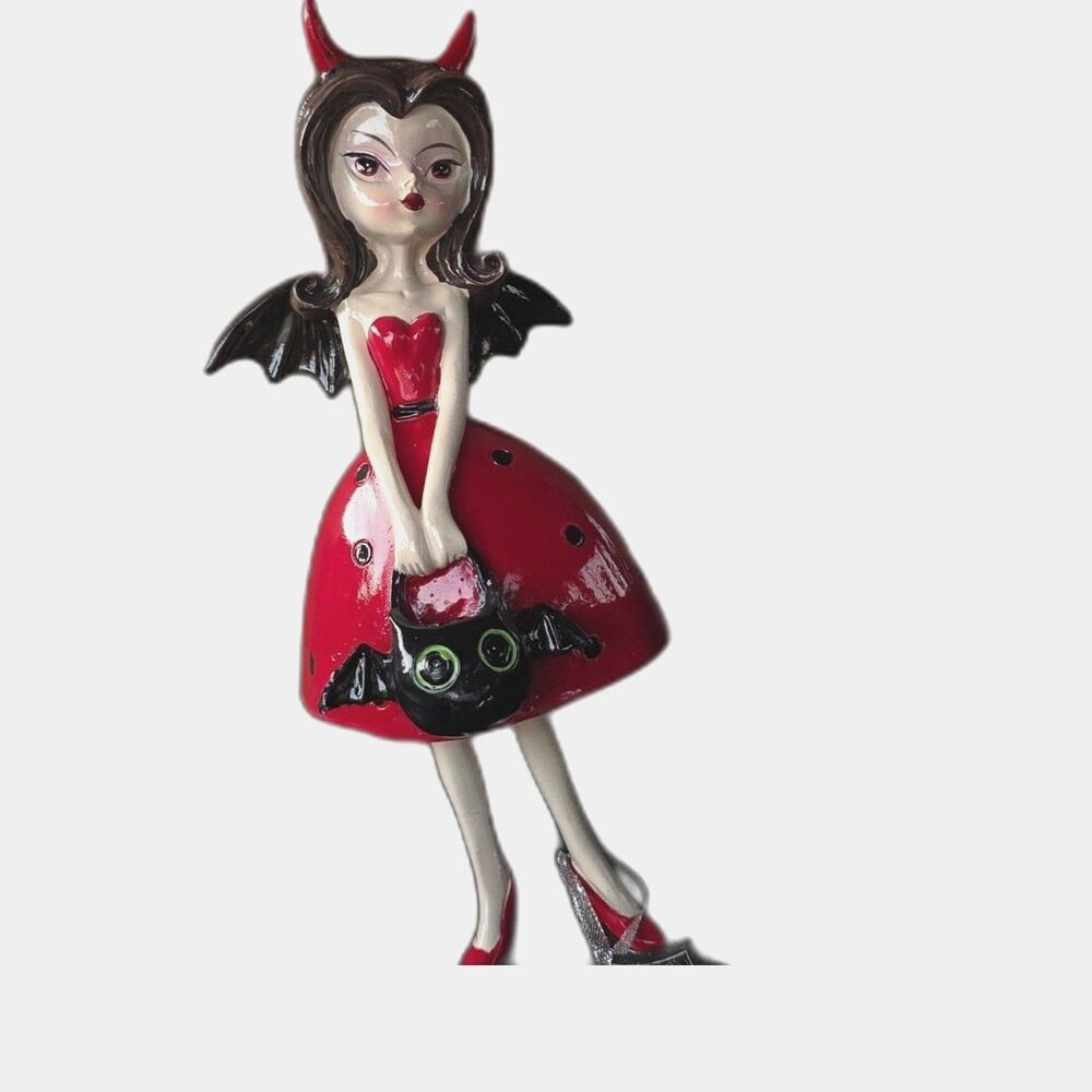 Bella Lux Whimsigoth Devil Girl Figurine Bat Wings Purse